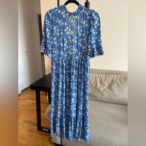 Blue floral open back dress